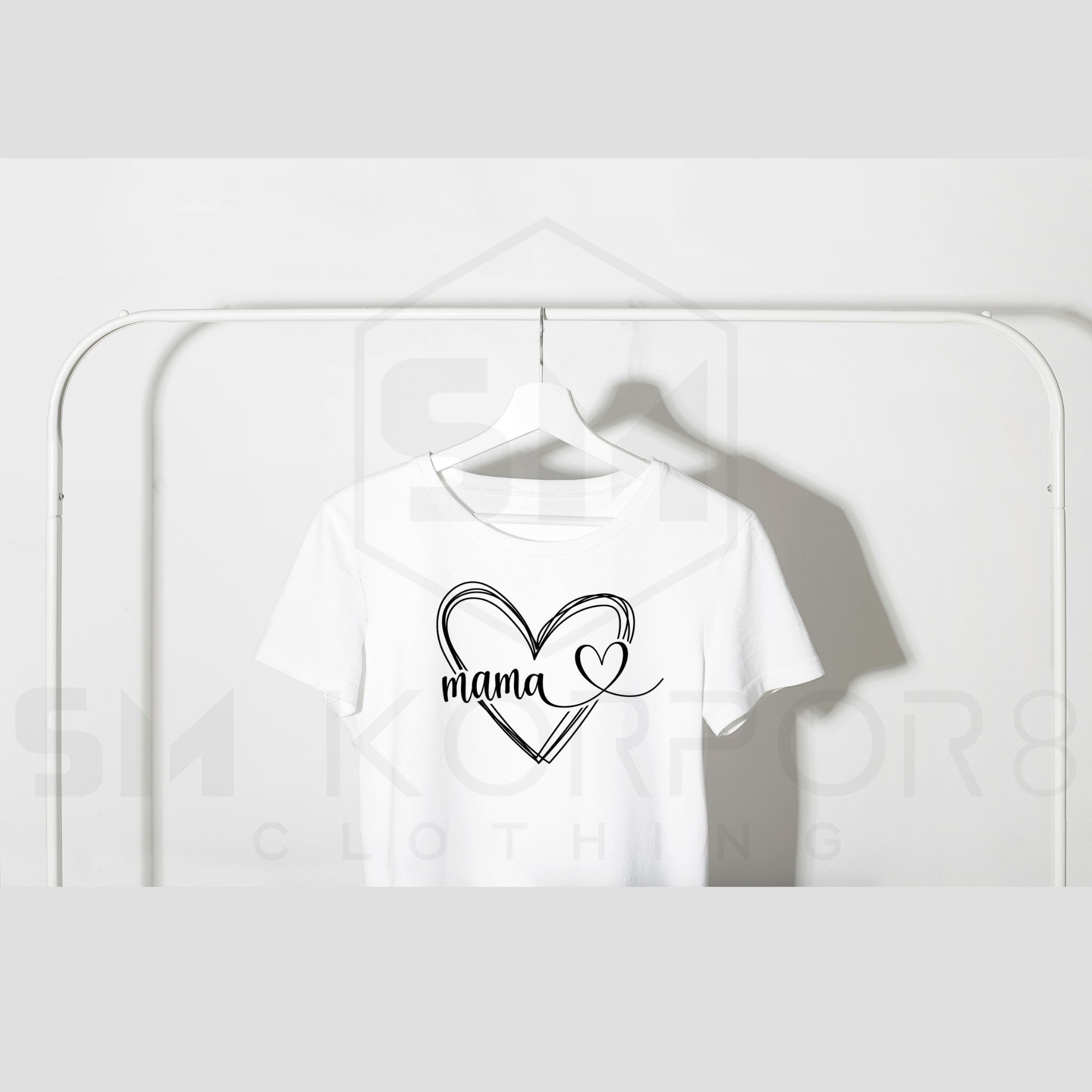 Ladies White T-Shirt - Black Heart design
