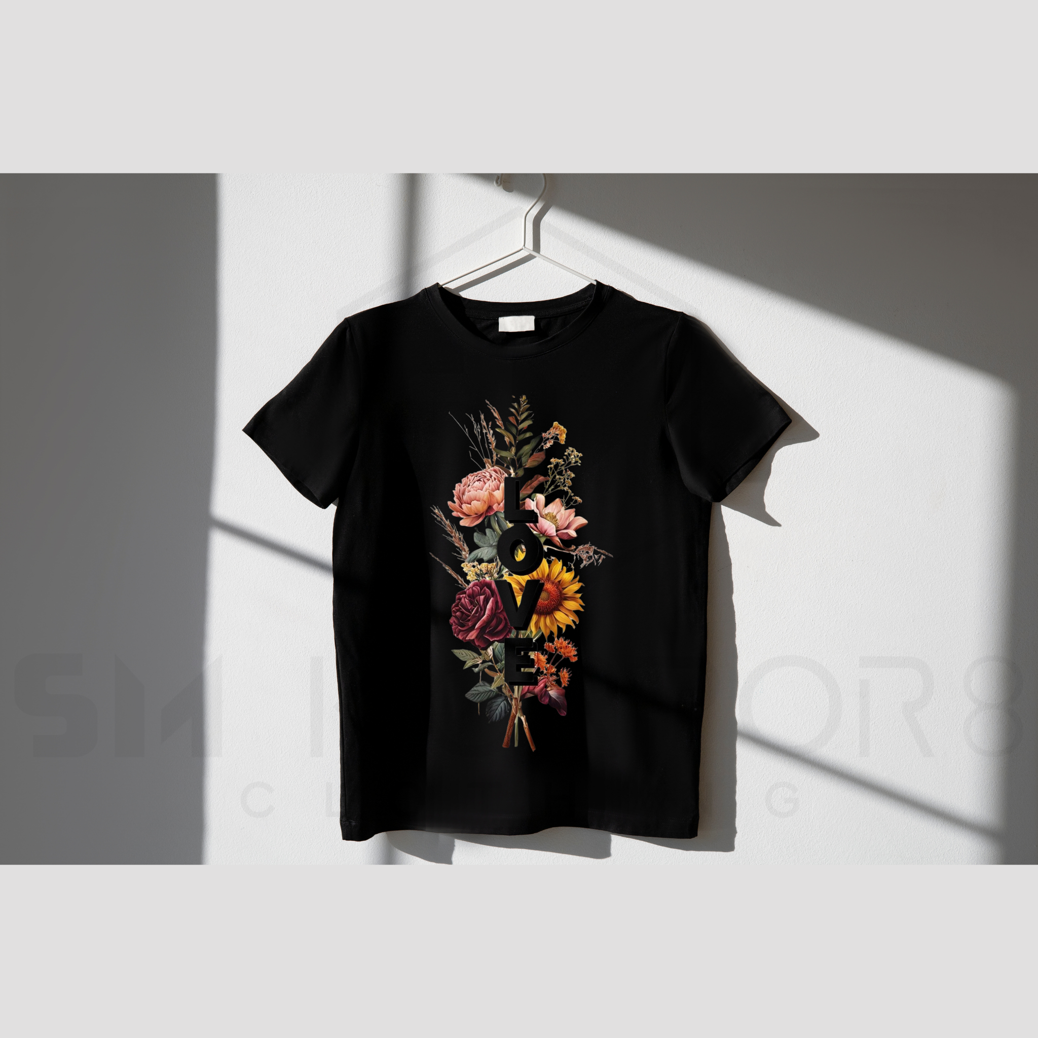 Ladies Black T-Shirt - Love design
