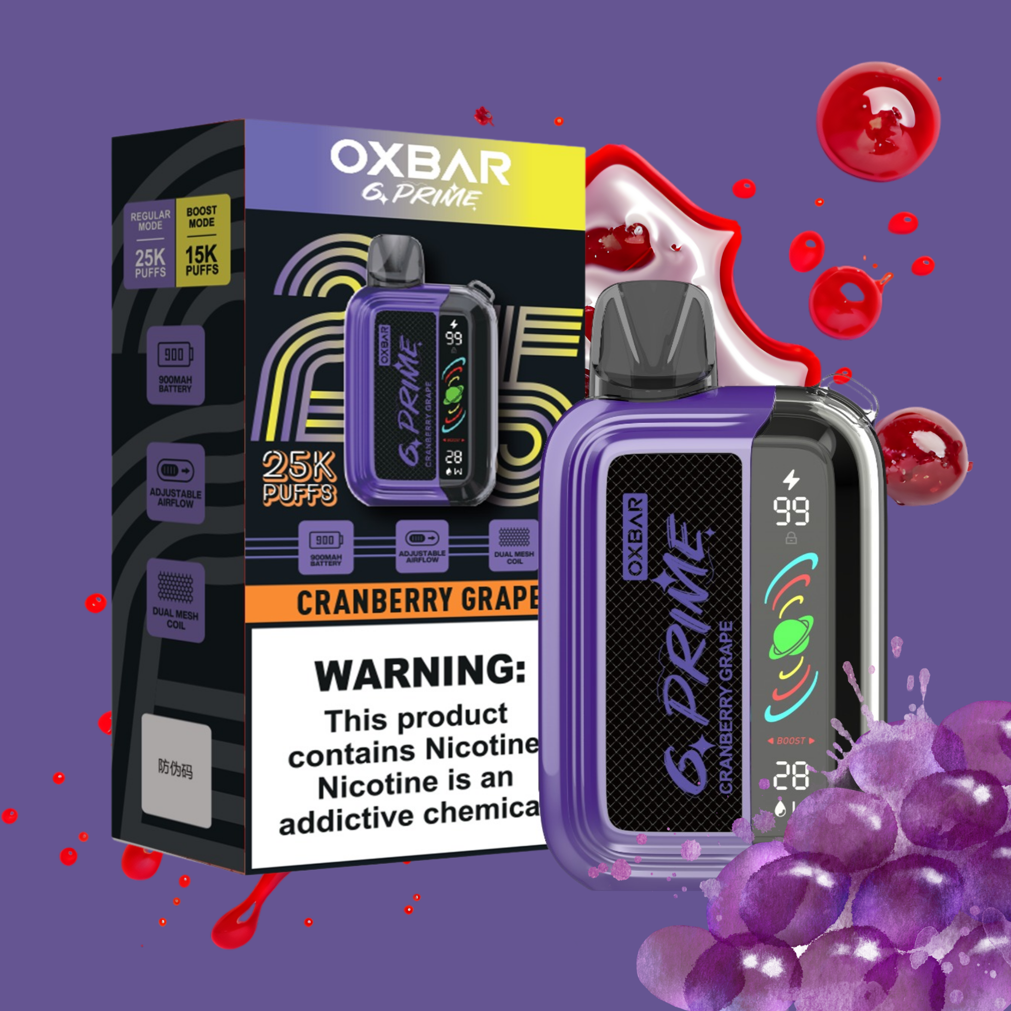OXBAR G-Prime 25k – Cranberry Grape