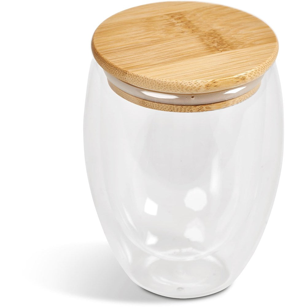 Moco Glass & Bamboo Double-Wall Cup - 350ml - Unbranded