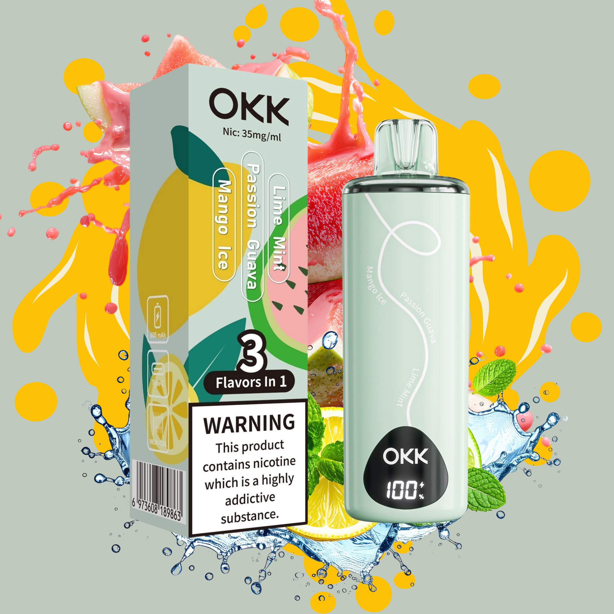 OKK 20K – Lime Mint, Passion Guava & Mango Ice